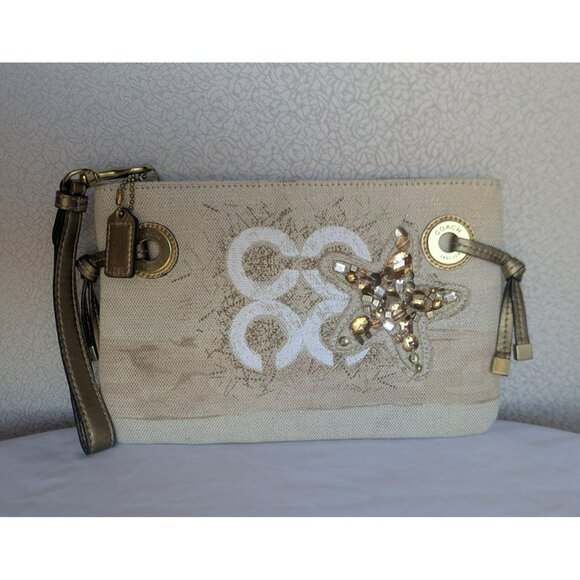 Coach Limited Edition Audrey Starfish Jeweled Sequin Studded Wristlet Clutch Y2K - Picture 1 of 13
